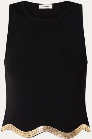 Sandro Ribgebreide top met strass