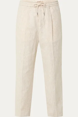 Profuomo Loose fit chino in linnenblend met trekkoord