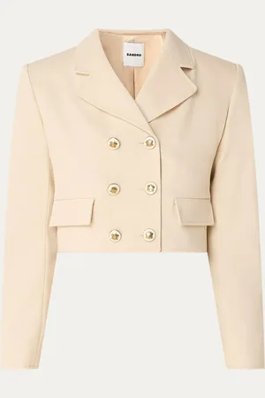 Sandro Double-breasted cropped blazer met klepzakken