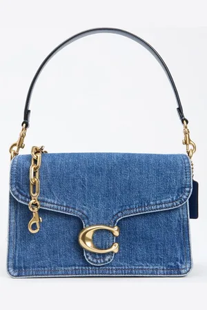 Coach Chain Tabby schoudertas van denim met kalfsleren details
