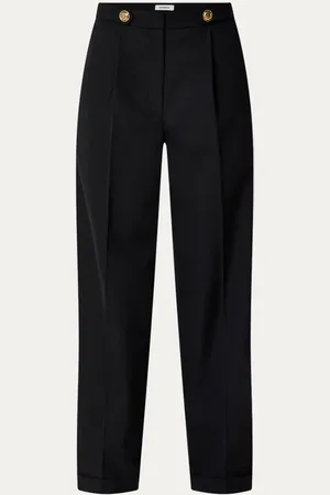 Sandro High waist wide fit pantalon in wolblend met steekzakken