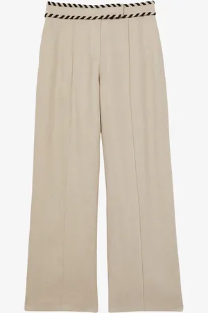 Reiss Fawn high waist wide fit pantalon van linnen