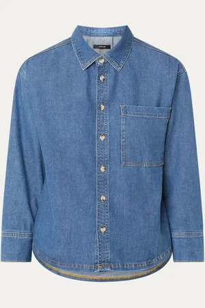 Opus Felyn blouse van denim met borstzak