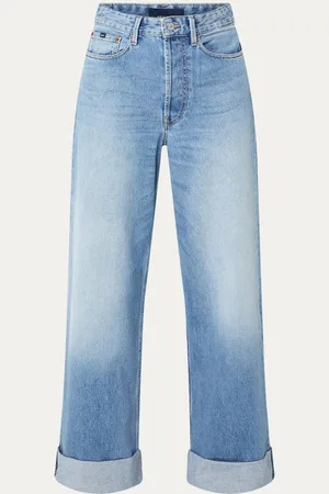 Denham Yayoi high waist wide leg jeans met medium wassing