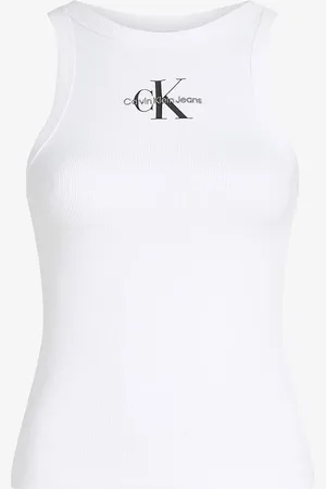 Calvin Klein Ribgebreide tanktop met logoprint