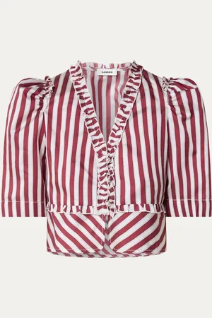 Sandro Cropped blouse in zijdeblend met streepprint
