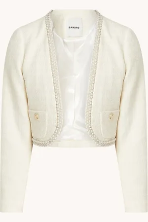 Sandro Cropped blazer met tweed-look en strass