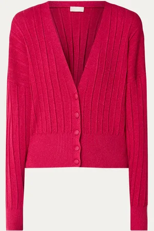 Liu Jo Ribgebreid vest met V-hals en lurex