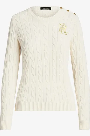 Ralph Lauren Kabelgebreide katoenen trui met knopen