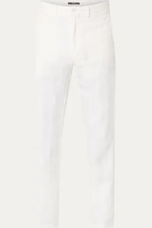 Boggi Milano Straight fit chino van linnen met steekzakken
