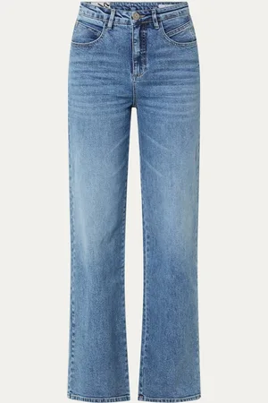 Opus Mivy Fresh high waist wide leg jeans met medium wassing