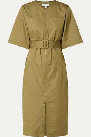 Aaiko Elin midi jurk met ceintuur en steekzakken