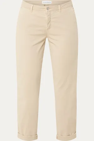 Opus Lisana mid waist slim fit cropped chino met steekzakken