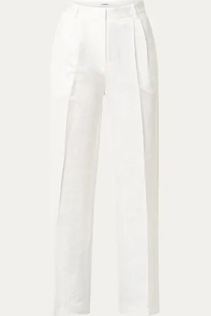 Sandro High waist wide fit pantalon van satijn met print