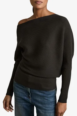 Reiss Lor fijngebreide pullover met assymetrische hals