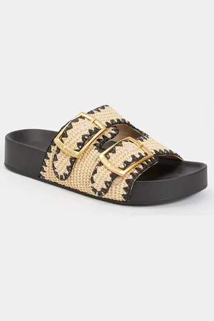Steve Madden On Deck slipper van raffia met gespdetail