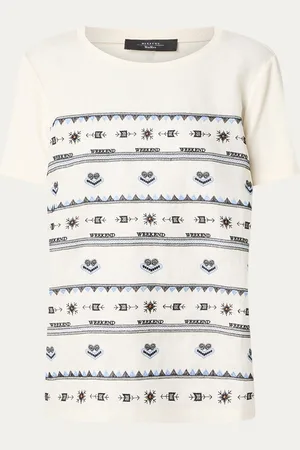 Max Mara Bondeno T-shirt in linnenblend met borduring