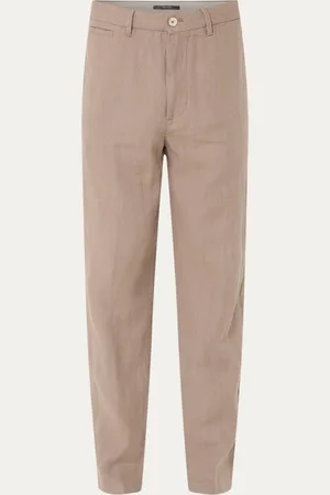 Boggi Milano Straight fit chino van linnen met steekzakken