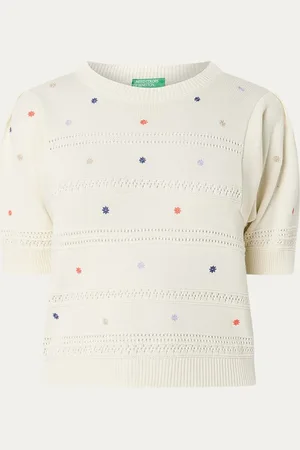 Benetton Grofgebreide pullover met borduring