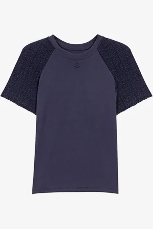 Maje T-shirt met details van bouclé