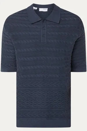 SELECTED Dalton kabelgebreide regular fit polo met stretch