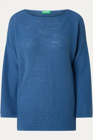 Benetton Ribgebreide pullover in linnenblend