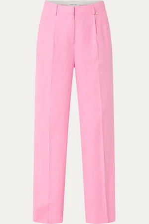 Fabienne Chapot Nura high waist wide fit pantalon in linnenblend