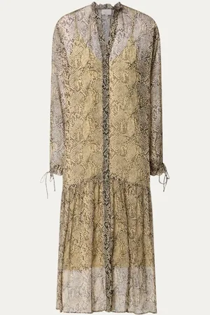Aaiko Sophie semi-transparante midi blousejurk met slangenprint