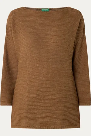 Benetton Ribgebreide pullover in linnenblend