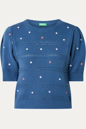 Benetton Grofgebreide pullover met borduring
