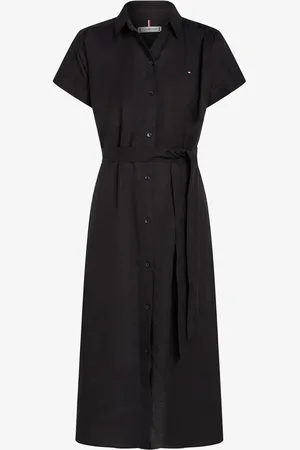 Tommy Hilfiger Midi blousejurk van linnen met strikceintuur