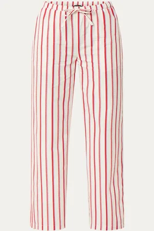 Refined Department Mara high waist wide fit broek met streepprint en trekkoord