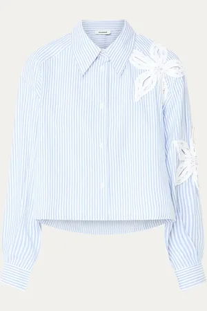 Sandro Blouse met streepprint en broderie