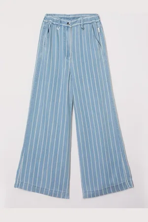 AI&KO Carly high waist wide fit broek van chambray