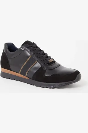 Dune Treck sneaker van leer met suède details