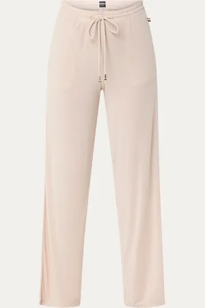 HUGO BOSS Flow high waist loose fit loungebroek met ribstructuur