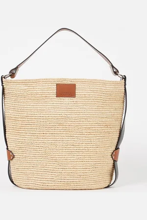 Isabel Marant Bayia shopper van raffia met leren details