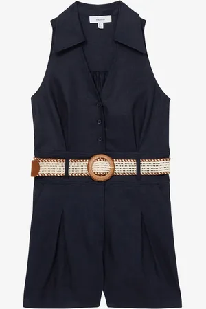 Reiss Anjie wide fit playsuit van linnen met ceintuur