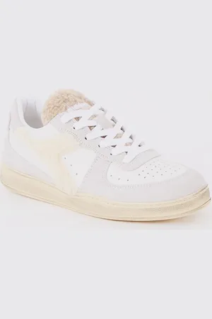 Diadora Mi Basket Low sneaker van kalfsleer met suède details