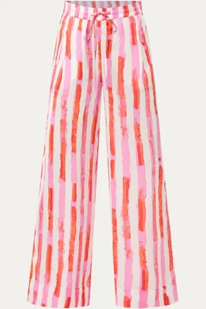 Essentiel Antwerp Hindiana high waist wide fit palazzo broek met streepprint en trekkoord