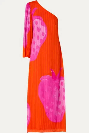 Fabienne Chapot Liliana one shoulder midi jurk met ballonmouw en print