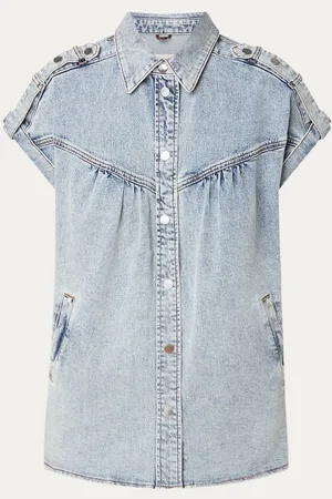 beaumont Vayen blouse van chambray met steekzakken