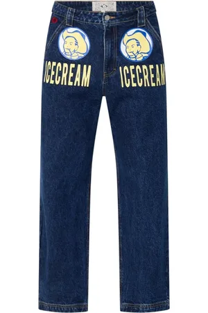 ICECREAM Cowboy straight leg jeans met donkere wassing en logoprint