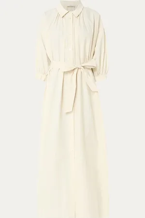 Max Mara Catone midi blousejurk met steekzakken en strikceintuur