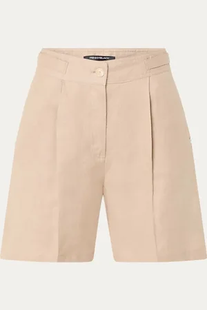 pennyblack High waist straight fit korte broek van linnen met steekzakken