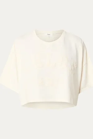 Chloé Cropped T-shirt met logoborduring