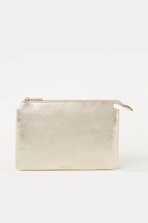 Whistles Elita clutch van leer met metallic finish