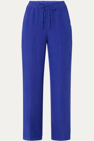 penn ink High waist straight fit pantalon van linnen met trekkoord
