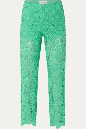 Fabienne Chapot Mora high waist straight fit pantalon met broderie