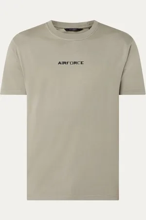 Airforce Round Hazy T-shirt van biologisch katoen met logo- en backprint
